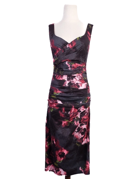 Talbot Runhof Floral Ruched Dress